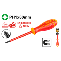ATORNILLADOR INGCO ELECTRICO AISLADO 1000V PH1 X 80 MM  # HISD81PH180