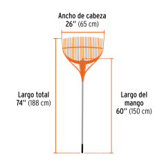 RASTRILLO BARRE HOJAS TRUPER 26 DIENTES  CON MANGO ACERO # EP-26X  (19881)