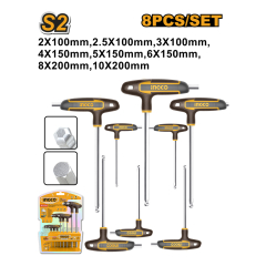 LLAVE ALLEN INGCO TIPO T PUNTA BOLA 2,5 - 10 MM JGO 8 PZ # HHKT80828