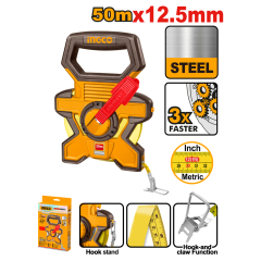 CINTA METRICA INGCO AGRIMENSOR DE ACERO MM-PULG. C/ MANGO 50 MTS.# HSMT0850