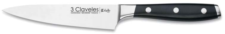 CUCHILLO TRES CLAVELES # 1531 INOX FORJADO COCINERO TOLEDO 13 CM