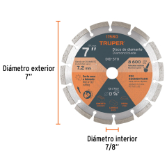 DISCO CORTAR TRUPER DIAMANTADO SEGMENT # DID-370 ( DDT-806D)  7