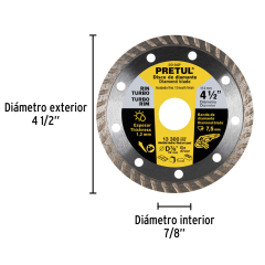 DISCO CORTAR PRETUL (TRUPER) DIAMANTADO TURBO # DID-245P  4.1/2