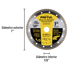 DISCO CORTAR PRETUL (TRUPER) DIAMANTADO TURBO # DID-270P  7