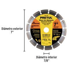 DISCO CORTAR PRETUL (TRUPER) DIAMANTADO SEGMENT # DID-370P  7