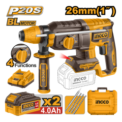 ROTOMARTILLO INGCO INALAMBRICO 20V CON 2 BATERIAS 4 AH Y 1 CARGADOR # CRHLI202682 (C)