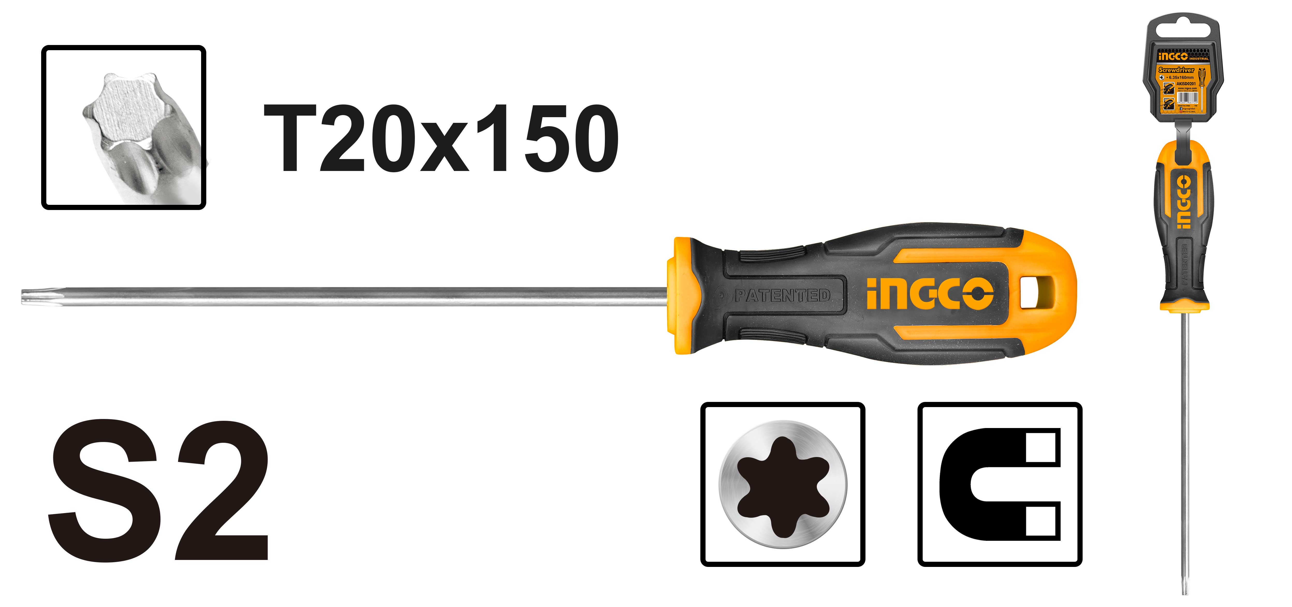 ATORNILLADOR INGCO TORX  T-20  6MM X 150MM # HS68T20150(OF)